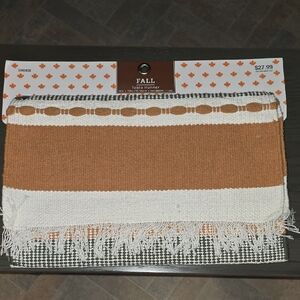 Orange and White Table Runner